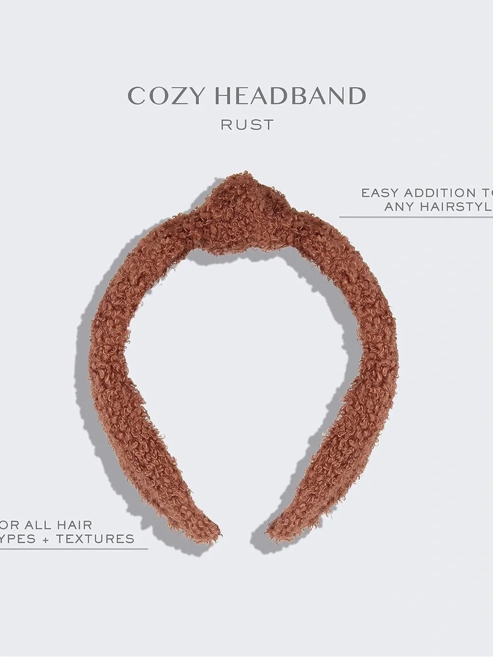 NWT Kristin Ess The Cozy Headband Rust Teddy Sherpa Knotted